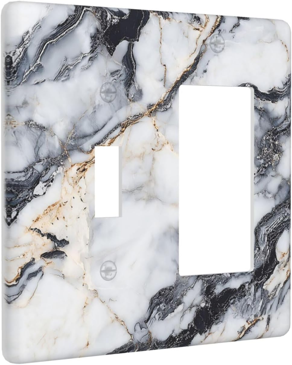 Outlet Covers Black Gold Marble Abstract Modern Luxury 1 Toggle 1 Rocker Combo Light Switch Cover Plate Decorative Switch Plate Covers Electrical Wall Plate for Bedroom Home Decor
