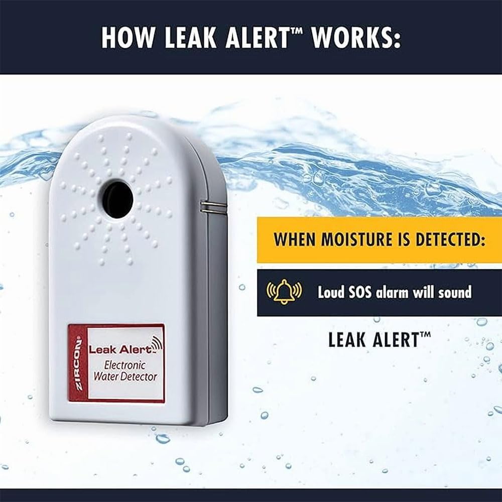 Zircon Leak Alert 3-Pack Water Detector Alarm – 90 dB Battery-Powered Leak & Flood Sensor for Basement, Kitchen, Bathroom, Utility Room – Early Water Detection & Damage Prevention