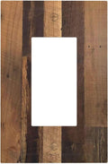Rustic Brown Wood Vintage Wood Board Decorative Outlet Covers 1 Gang Single Rocker Light Switch Cover Plate Wall Plates Gfci Faceplate For Farmhouse Cabin Decor