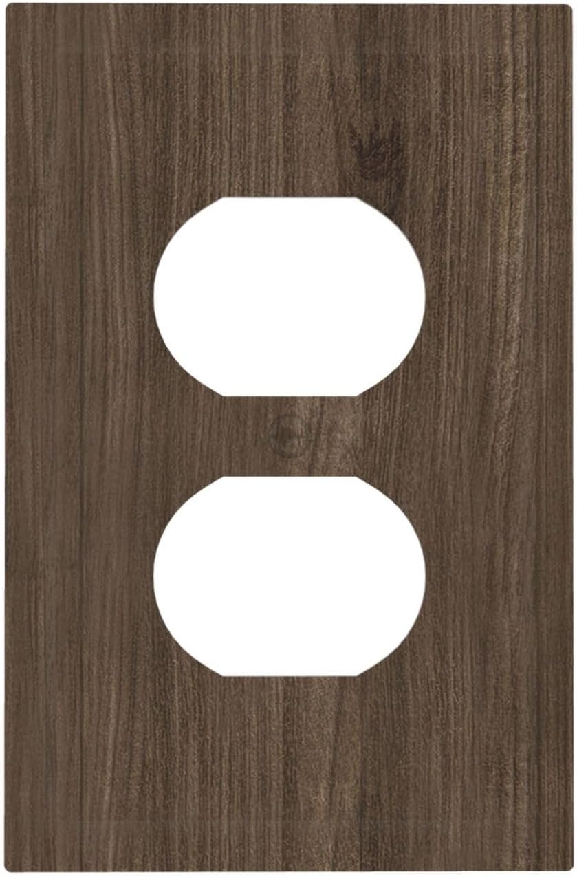 Outlet Covers Rustic Walnut Wood Grain 1 Gang Duplex Light Switch Cover Plate Decorative Switch Plate Covers Electrical Socket Cover for Farmhouse Cabin Decor
