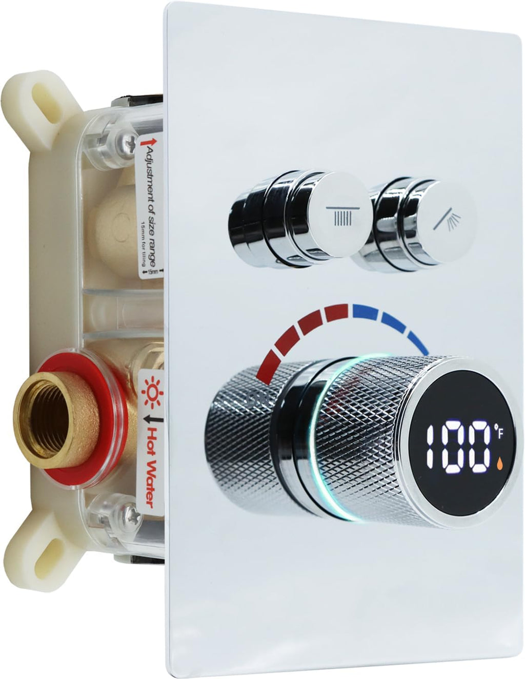 Digital Display Shower Valve Shower Valve 2 Way Shower Diverter Valve Shower Mixing Valve Can Use All the Time Polished Chrome