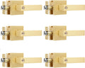 6 Pack Heavy Duty Square Brass Keyed Alike Entry Door Knobs, Locked Inside with Button Exterior/Interior Golden Door Handle Lever with 3 Universal Keys