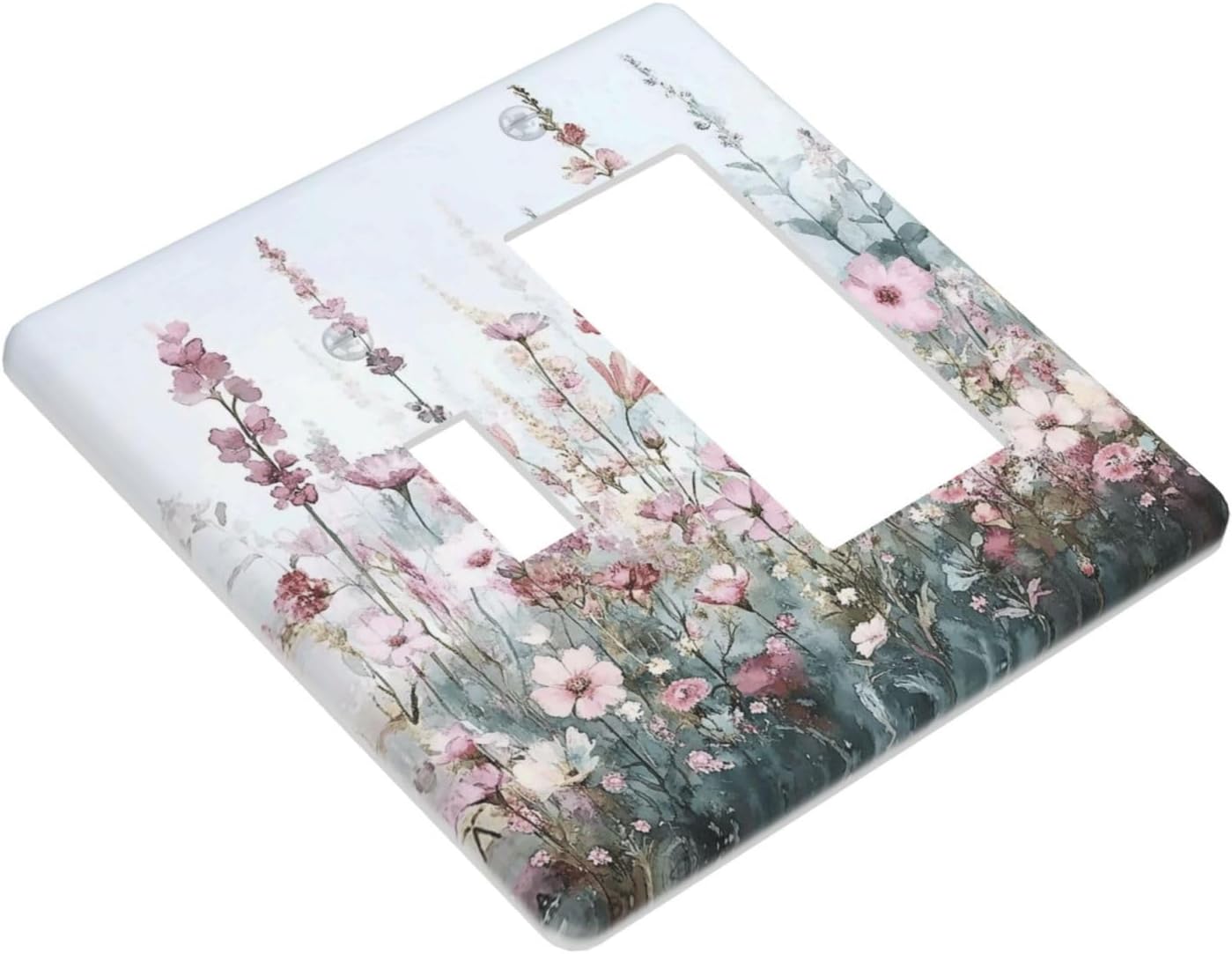 Pink Floral Watercolor Botanical Wildflowers Outlet Covers 1 Toggle 1 Rocker Combination Decorative Wall Plate Electrical Switch Plates Light Switch Cover Plate For Bed Room Living Room Decor