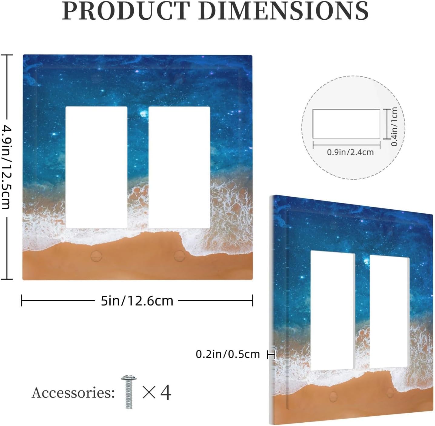 Blue Sea Ocean Beach Waves Outlet Covers Light Switch Cover Plate 2 Gang Double Rocker Wall Plates Decorative Switch Plates Plug Cover Electrical GFCI Receptacle Cover for Home 4.9 X 5 IN