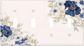 Decorative Light Switch Cover Plate Rustic Blue White Flowers Floral Penoy 4 Gang Wall Plate Oversized Quad Toggle Switch Cover Plate Jumbo Face Plate for Bedroom Decor