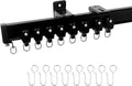 Aluminum Ceiling Curtain Track Set with Hooks Ceiling Mount and Wall Mount Room Divider Sliding Curtain Tracks Rods Flexible Heavy Duty Curtain Rail Hook Sets, Black, 24FT