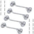 4 Pack Barn Door Latch Door Lock Hardware, Sliding Door Lock Eye Hook Latch with Screws, Rust-Resistant Metal Gate Latch, Privacy Hooks Latch for Inside Door