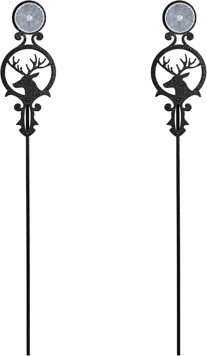 Touch of Class Pathways Reflective Driveway Marker Stake Set of Two for Outdoor Use | Buck Deer Design with Antlers | Personalized Tall Reflector Set of 2 | Black Durable Finish