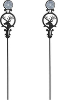 Touch of Class Pathways Reflective Driveway Marker Stake Set of Two for Outdoor Use | Buck Deer Design with Antlers | Personalized Tall Reflector Set of 2 | Black Durable Finish
