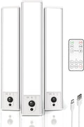 EZVALO 3 Pack Under Cabinet Lighting, Rechargeable Motion Sensor Light, LED Closet Lights Wireless, 5700K Dimmable, Timer, Magnetic, with Remote Control for Kitchen, Closet, Stair