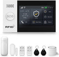 LWOHSI Alarm System for Home Security,Wireless 4.3" Fulltouch Screen Home Alarm Kits with Tuya APP Remote Alert,Door Sensors,Moiton Detector,Compatible with Alexa/Google Assistant for Villa,Apartment