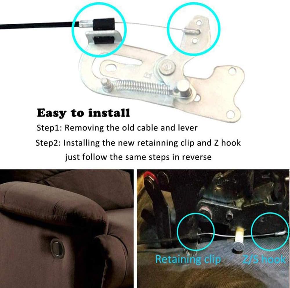 Sofa Chair Recliner Release Pull Handle 3" by 3.5" Replacement Parts with Cable, Fits Ashley Lazy Boy and Most Recliner Brands Couch Sofa Chair Furniture, Exposed Cable Length 4.9"