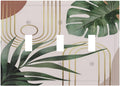 Decorative Light Switch Plate Covers Boho Mid Century Abstract Arch Green Leaves 3 Gang Light Switch Cover Plate Triple Toggle Wall Plate Outlet Covers for Bedroom Home Decor