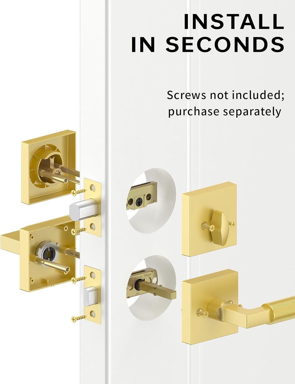 Asidrama Premium Gold Zinc-Alloy Front Door Lock Set: Double Cylinder Deadbolt, Heavy Duty Security Handleset for Left/Right Exterior Doors, Universal Entry Locks (2 Pack)