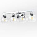 4-Light Bathroom Vanity Light, Silver Wall Sconce with Premium Hand-Crafted Glass, Shatter-Resistant & Enhanced Clarity, Perfect for Mirror, Living Room, Hallway