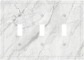 Decorative Switch Plates Marble Granite White And Grey 3 Gang Wall Plate Faceplate Triple Toggle Light Switch Cover Electrical Wall Panels for Home Bedroom Decor