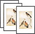 8x12 Picture Frame Set of 3, Black Aluminum Metal Photo Frames with HD Glass, Fits 6x8 with Mat or 8 x 12 without Mat, Display for Wall and Table
