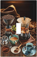 Decorative Light Switch Cover Plate Retro Coffee Maker Beans Cup 1 Gang Wall Plate Oversized Single Toggle Wall Cover Plate Jumbo Electrical Switchplate Faceplate