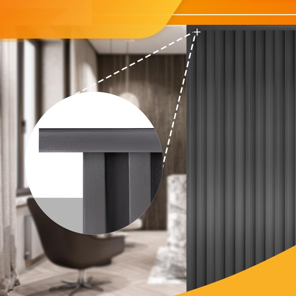 OUZUGIE 8-Pack 57 Inches, WPC Slat Wall Panel Trim,Corner Guard for High Grille (Metallic Dark Gray)