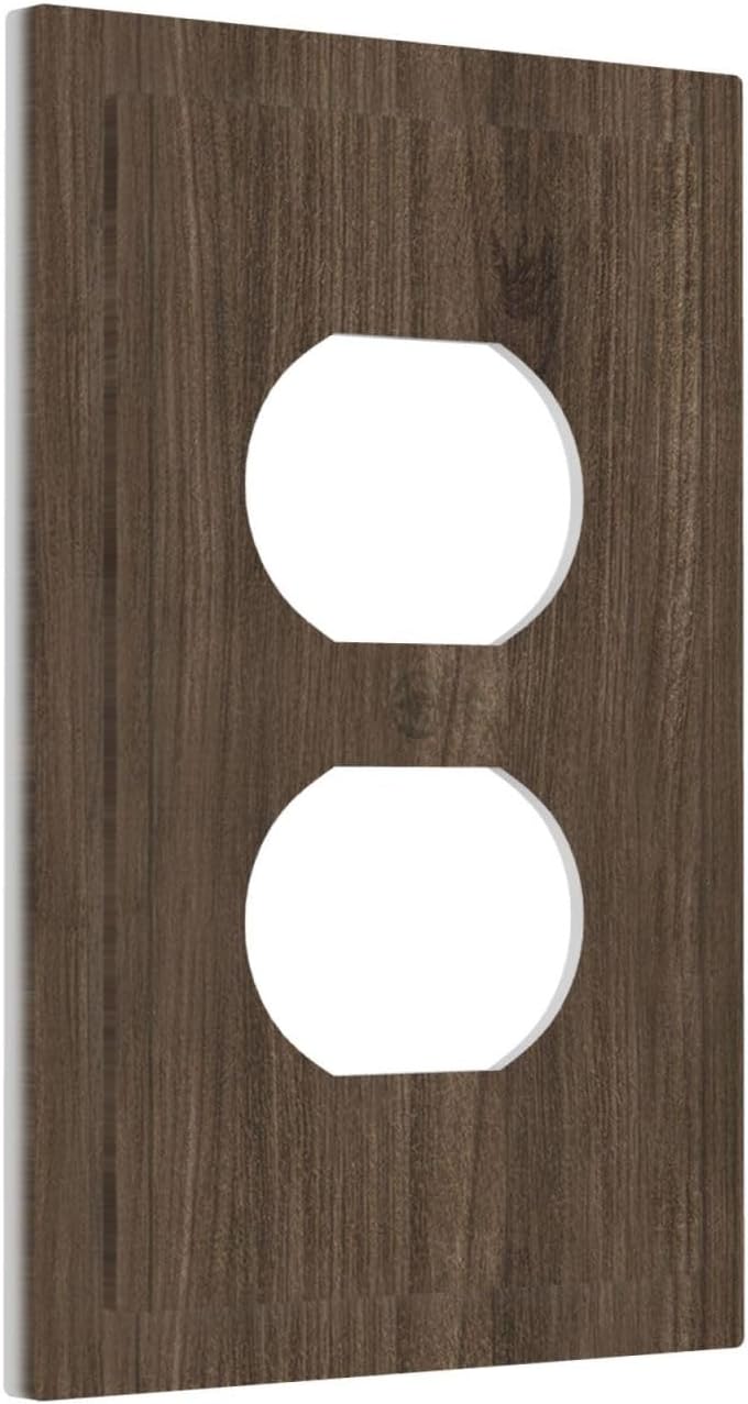 Outlet Covers Rustic Walnut Wood Grain 1 Gang Duplex Light Switch Cover Plate Decorative Switch Plate Covers Electrical Socket Cover for Farmhouse Cabin Decor