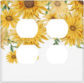Sunflower Yellow Flowers Floral Outlet Covers 2 Gang Double Duplex Decorative Light Switch Covers Electrical Wallplates Socket Faceplate for Bed Room Living Room Decor