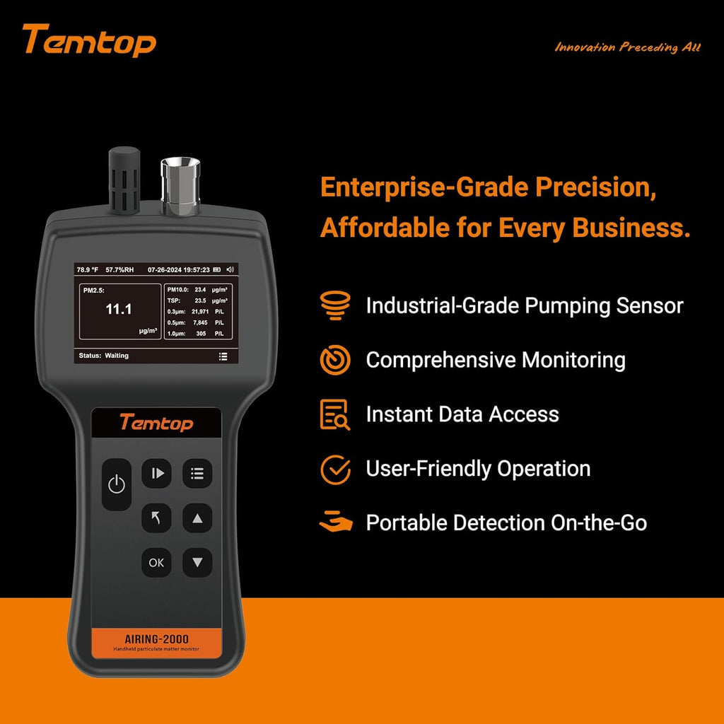 Temtop Comprehensive Air Quality Monitoring Bundle - Handheld Particle Counter (Airing2000) + Indoor Air Quality Detector (M10)