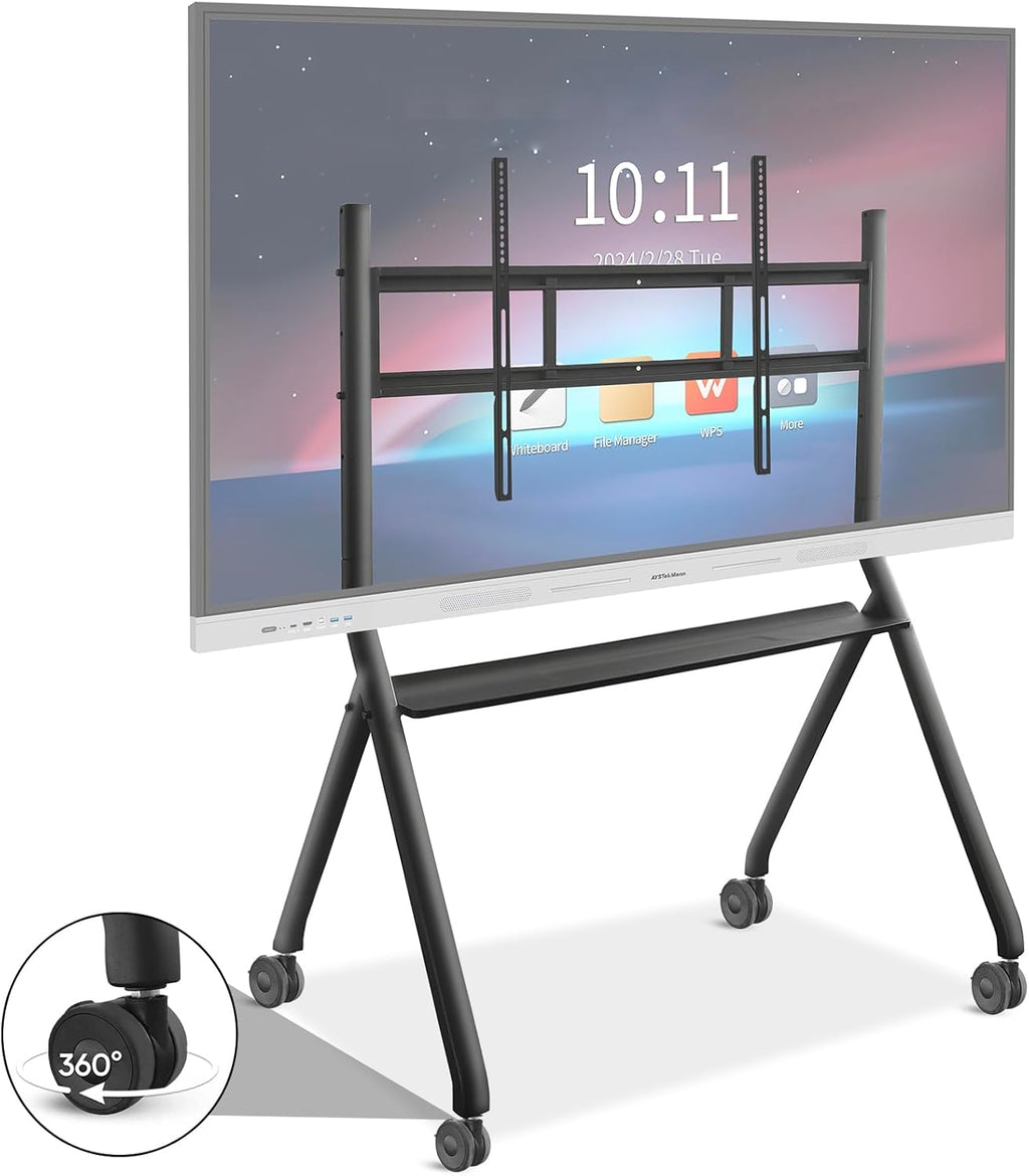 Smart Board Stand for 55-75 Inch Electronic Whiteboard Screens, Lockable Wheels, Portable Design for Classroom, Home, Office
