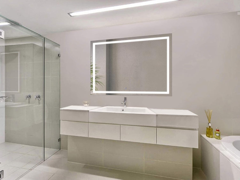 Krugg | Large 48 Inch X 36 Inch LED Bathroom Mirror | Lighted Vanity Mirror Includes Dimmer & Defogger | Wall Mount Vertical or Horizontal Installation