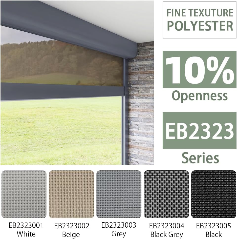 ZSHINE Hard-Wired Outdoor Snow Blocking Weatherproof Motorized Patio Roller Shades Remote Control for Porch Balcony Customized Size (Beige Yellow 10% Openness)