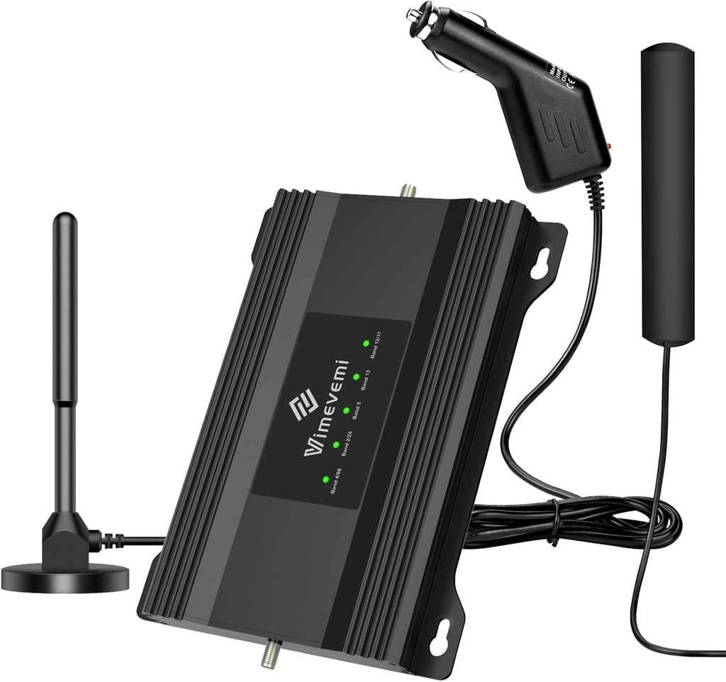 Vehicle Cell Phone Booster for Truck, RV, Car, Off-Road Vehicles & SUV | Boosts 5G & 4G LTE (Band 2/4/5/12/13/17/25/66) for All U.S. Carriers - Verizon, AT&T, T-Mobile & More | FCC Approved