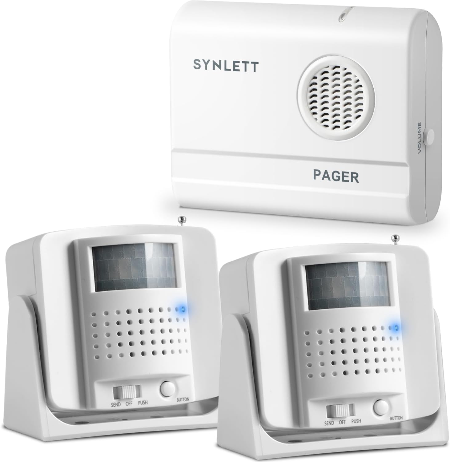 Bed Alarm Caregiver Pager with 2 Wireless Motion Sensors Alarm Indoor Fall Prevention for Elderly Monitoring Seniors Dementia Patients Seniors Home Door Chime