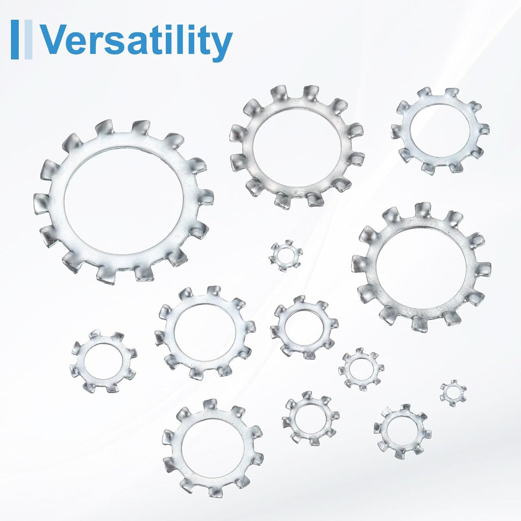 uxcell 100Pcs 10# External Tooth Lock Washer, 304 Stainless Steel Multi-Tooth Star Washer Locking Fastener, Silver Tone