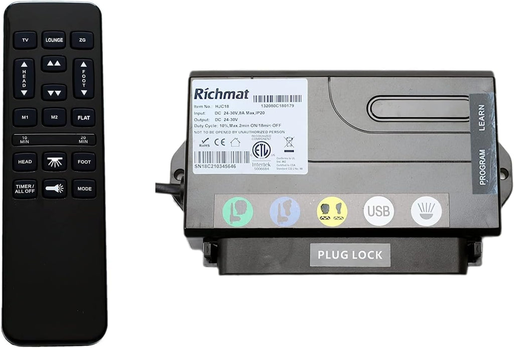 Richmat HJH55 Remote + HJC18 Control Box for Adjustable Bed Base Combo A (A)