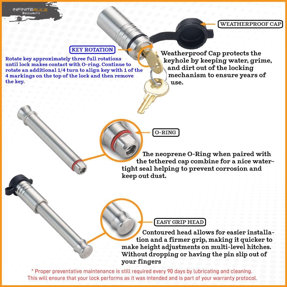 61571 | 2 Pack, Keyed Alike, Receiver Locks for 2" Receiver - Class III & IV
