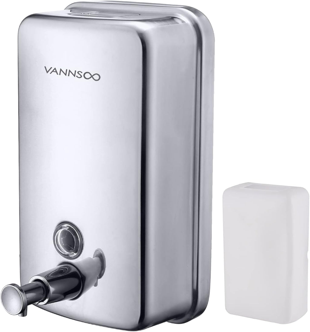 Commercial Soap Dispenser Wall Mount Stainless Steel Manual Liquid Pump Rust-Proof Leak Free for Bathroom (37 fl.oz./1100ml)