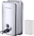 Commercial Soap Dispenser Wall Mount Stainless Steel Manual Liquid Pump Rust-Proof Leak Free for Bathroom (37 fl.oz./1100ml)