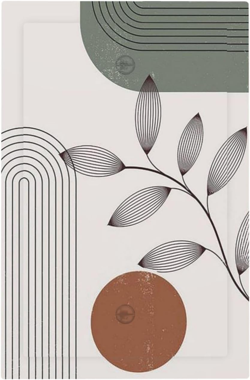 Light Switch Cover Plate Sage Green Boho Nature Art Minimalist Geometric Plant 1 Gang No Device Blank Electrical Wall Plates Faceplate Decorative Switch Plate for Bedroom living Room Decor