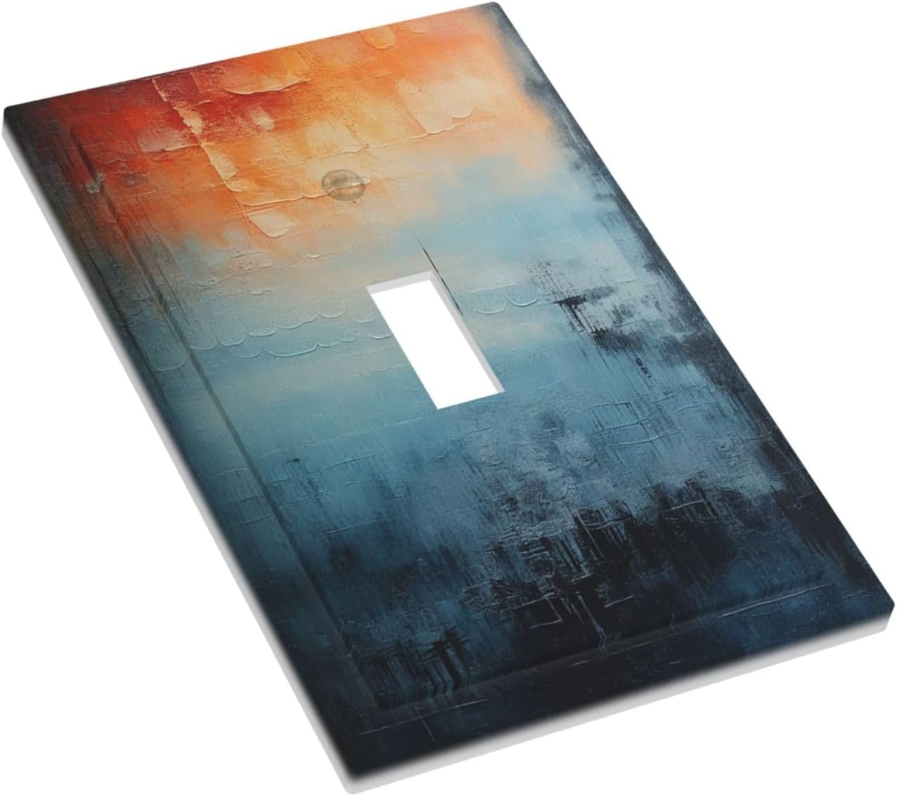 Blue Orange Abstract Modern Minimalist Oil Painting Single Toggle Light Switch Cover plate Outlet Cover Decorative Switchplate Wall Plates Electrical Panel Cover for Bathroom Living Room 5 X 3 IN