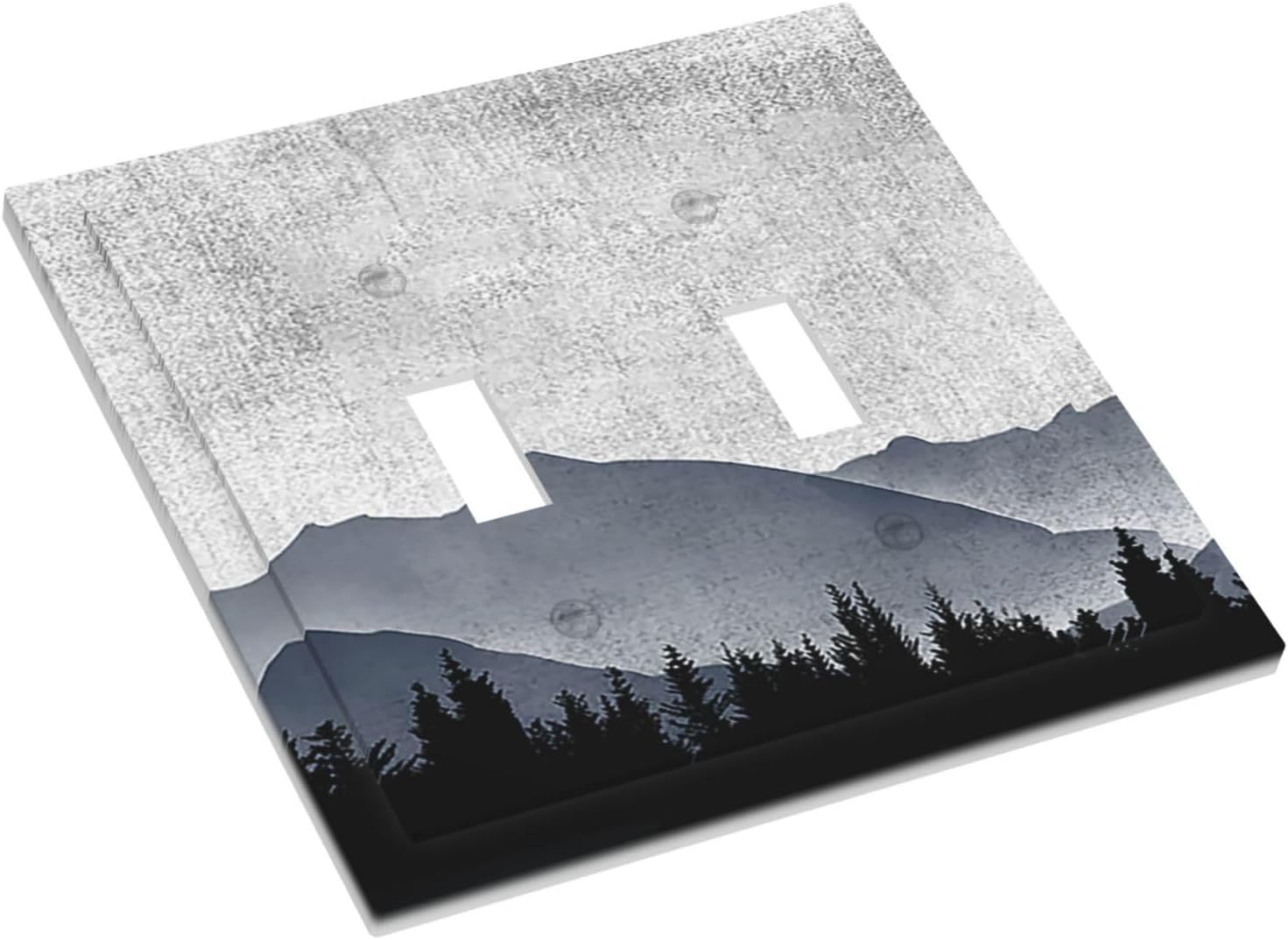 Decorative Switch Plates Natural Landscape Mountains Pine Trees 2 Gang Double Toggle Outlet Light Switch Cover Wall Plate Electrical Faceplate for Bedroom living Room Decor