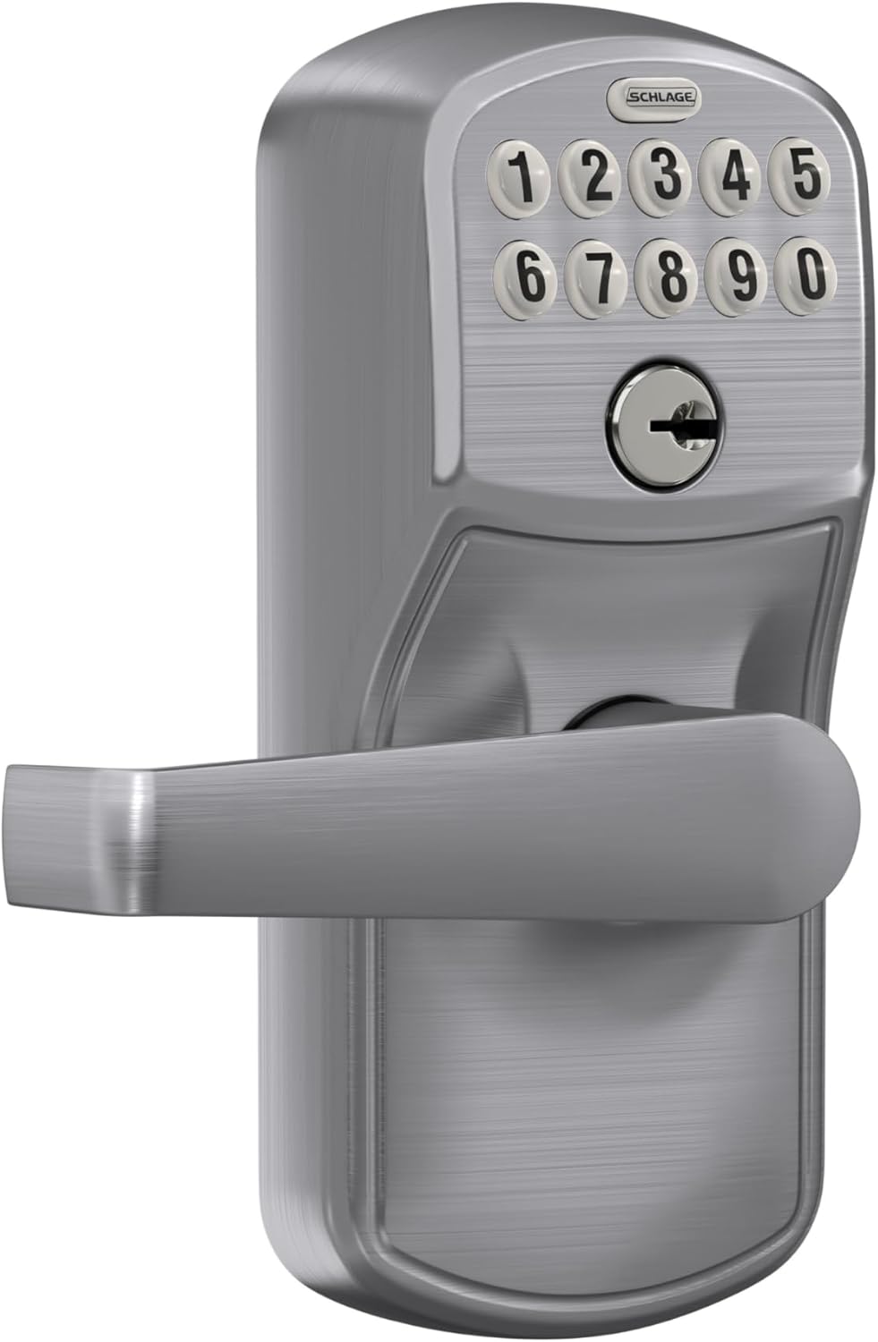 SCHLAGE Brushed Chrome FE595CS V PLY 626 ELA Plymouth Light Commercial Electronic Keypad Lock with Elan Lever(Satin Chrome) (Pack of 2)