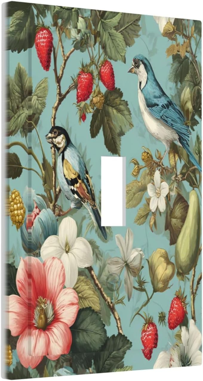 William Morris Flower 1 Gang Single Toggle Wall Plate Cover Decorative Light Switch Covers Electrical Faceplate Switch Plates for Bathroom Kitchen Home