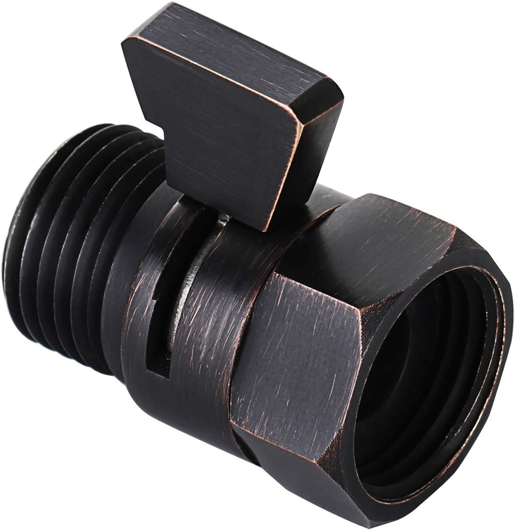 Tenfe Water Flow Control Shut Off Valve, Brass Adjustable Water Pressure Regulator for Hand Held Shower Head & Bidet Sprayer, Oil Rubbed Bronze Water Saver G1/2 Standard Connection