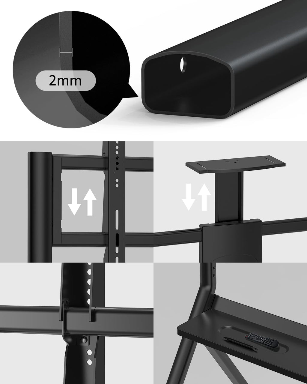 Smart Board Stand for 55-86 Inch Interactive Whiteboards, Adjustable Rolling Smartboard Stand with 360°Swivel Lockable Wheels, Suitable for Offices, Classrooms and Other Workspaces