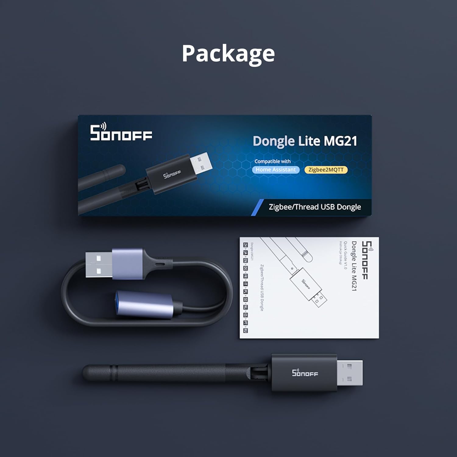 SONOFF Zigbee 3.0 & Thread Dongle Lite (EFR32MG21) | USB Stick Coordinator for Home Assistant & Zigbee2MQTT | Compact Gateway with Easy Firmware Flashing & Extension Cable