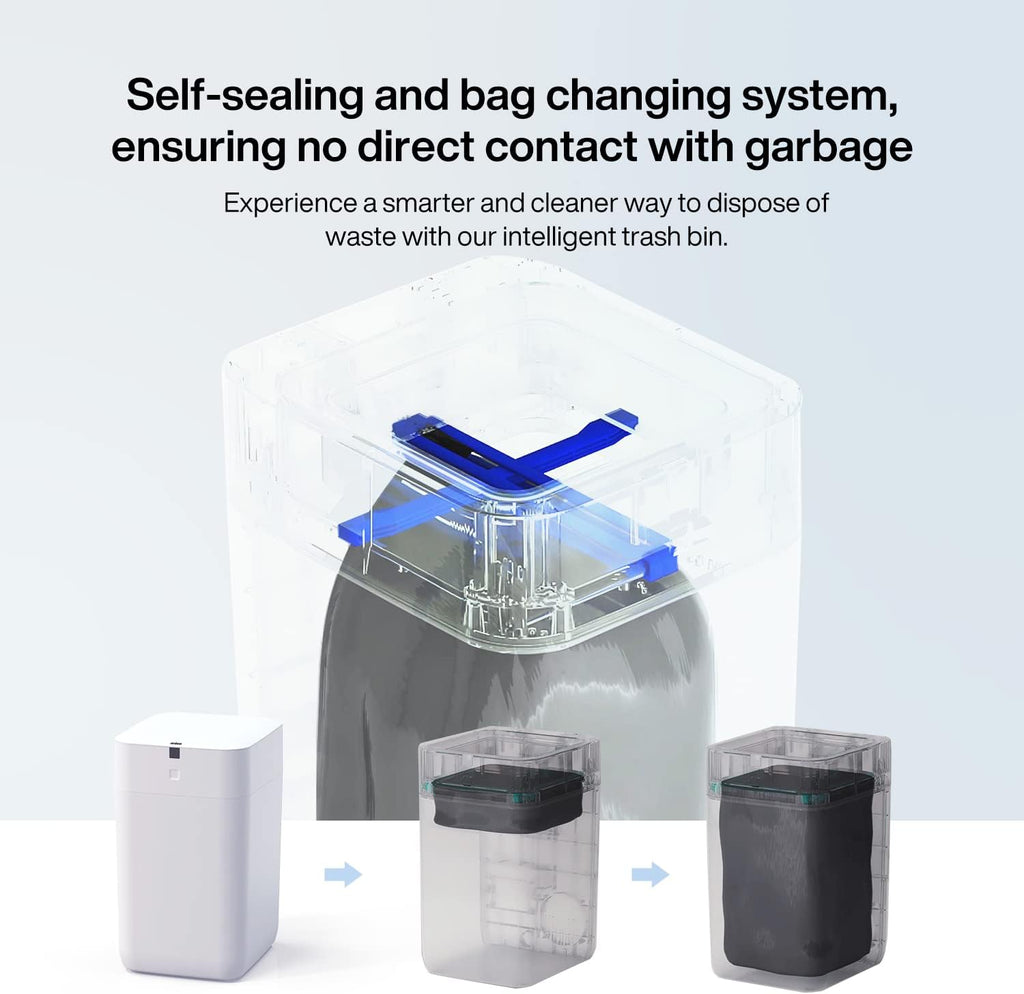 Airdeer Automatic Trash Can, 4 Gallon Self Sealing and Self-Changing Smart Trash Can, Motion Sensor, Touchless Garbage can with lid for Kitchen Bathroom Bedroom Office, 6 Refill Rings(A1, White)