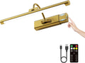 16" Light for Wall Picture with 6000mAh Battery - Brass Operated Wireless Wall Art Light with Remote Control for Artwork, Mirror & Portrait