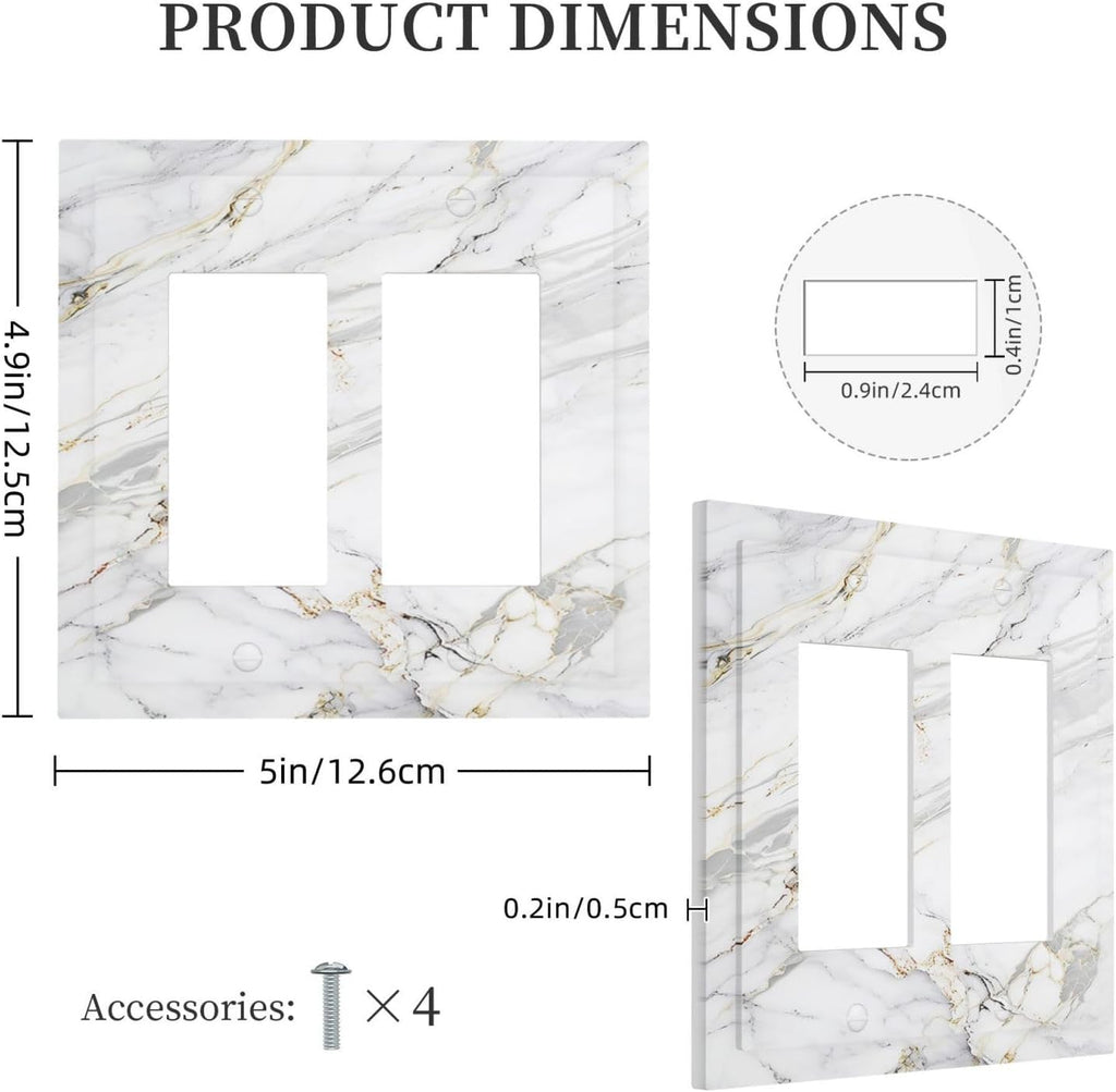 Decorative Outlet Covers Gray Gold Marble Abstract Modern Luxury 2 Gang Double Rocker Light Switch Cover Plate Electrical Switch Plate Cover Decorate GFCI Wall Plate for Bedroom Home Decor
