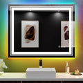 LED Mirror for Bathroom, 40"X32" with 8 RGB Backlit +3 Front Lit (Adjustable Individually), Anti-Fog, Lighted Bathroom Vanity Mirror for Wall, Shatterproof, Memory Function, Tempered Glass