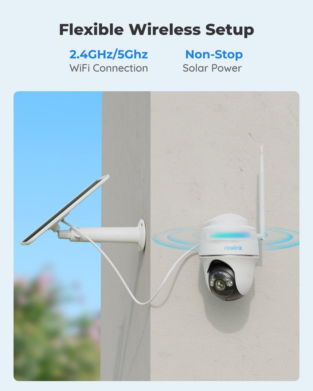 REOLINK Security Cameras Wireless Outdoor, Pan Tilt Solar Powered, 5MP 2K+ Color Night Vision, 2.4/5GHz WiFi, Smart Cameras for Home Security, Works with Home Hub, Argus PT + Solar Panel