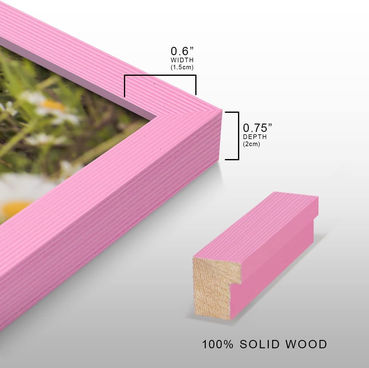 Renditions Gallery Set of 4, 8X10 Custom Photo Prints with Real Wood Picture Frames. Create Personalized Photos with Peel & Stick Photo Frames. Pink Frame